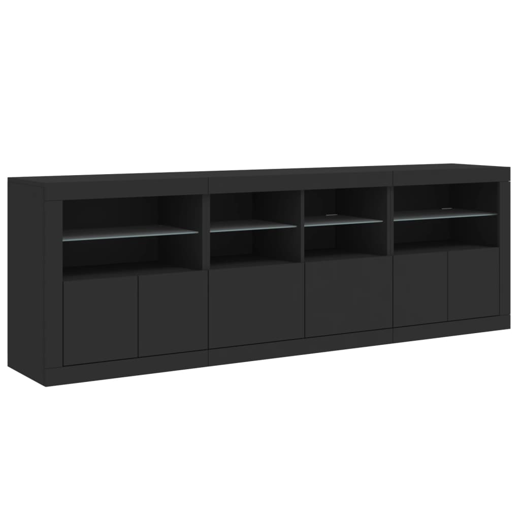 Dressoir met LED-verlichting 202x37x67 cm zwart - AllerleiShop