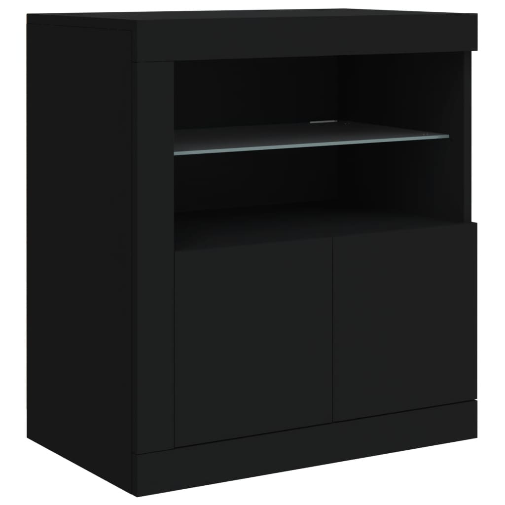 Dressoir met LED-verlichting 202x37x67 cm zwart - AllerleiShop