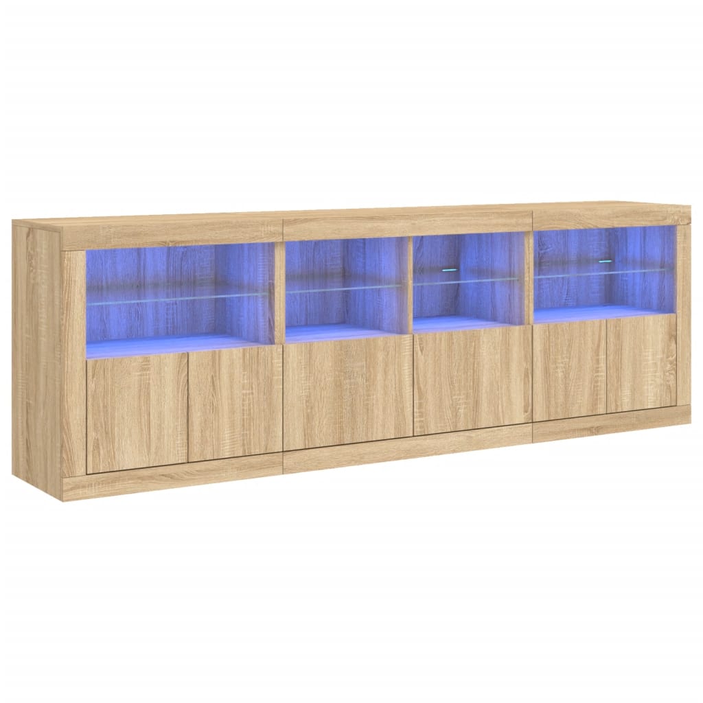 Dressoir met LED-verlichting 202x37x67 cm sonoma eikenkleurig - AllerleiShop