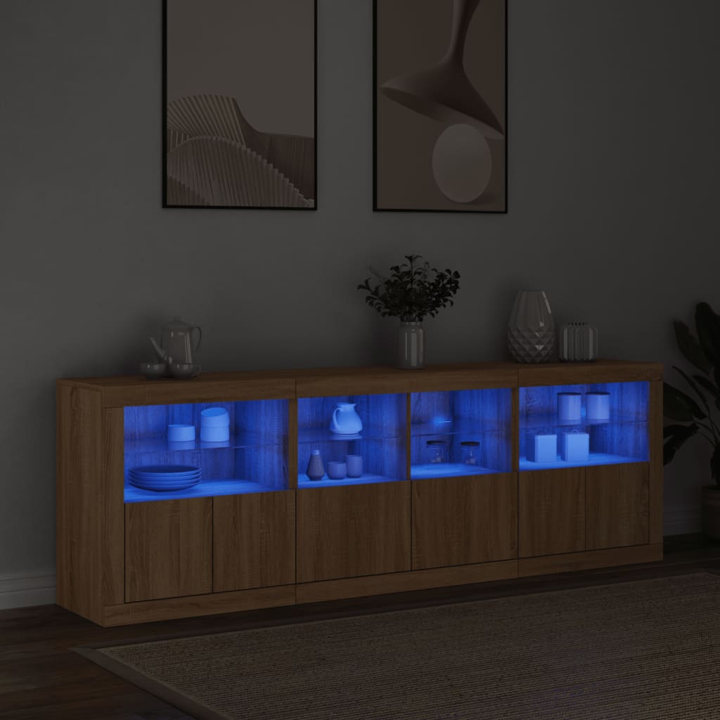 Dressoir met LED-verlichting 202x37x67 cm sonoma eikenkleurig - AllerleiShop