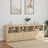 Dressoir met LED-verlichting 202x37x67 cm sonoma eikenkleurig - AllerleiShop