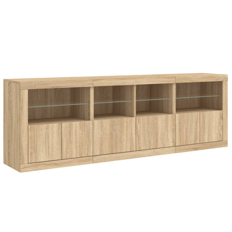 Dressoir met LED-verlichting 202x37x67 cm sonoma eikenkleurig - AllerleiShop