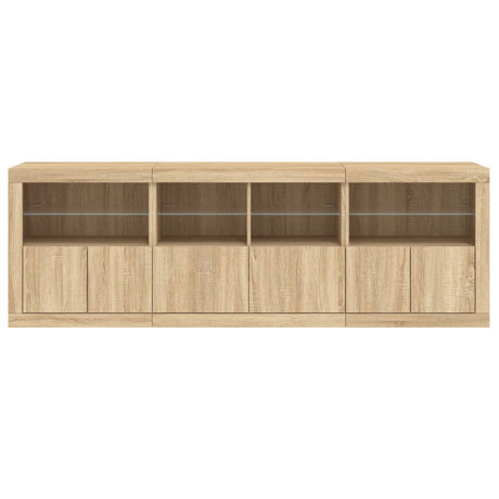 Dressoir met LED-verlichting 202x37x67 cm sonoma eikenkleurig - AllerleiShop