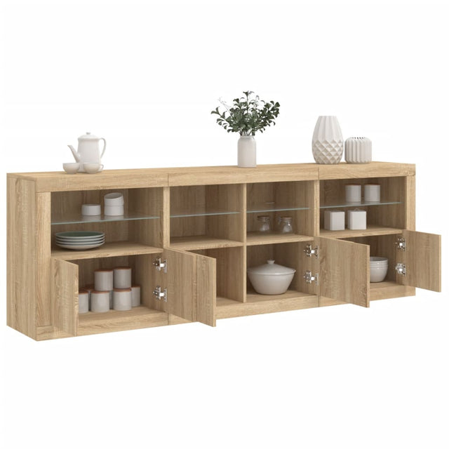 Dressoir met LED-verlichting 202x37x67 cm sonoma eikenkleurig - AllerleiShop