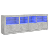 Dressoir met LED-verlichting 202x37x67 cm betongrijs - AllerleiShop