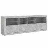 Dressoir met LED-verlichting 202x37x67 cm betongrijs - AllerleiShop