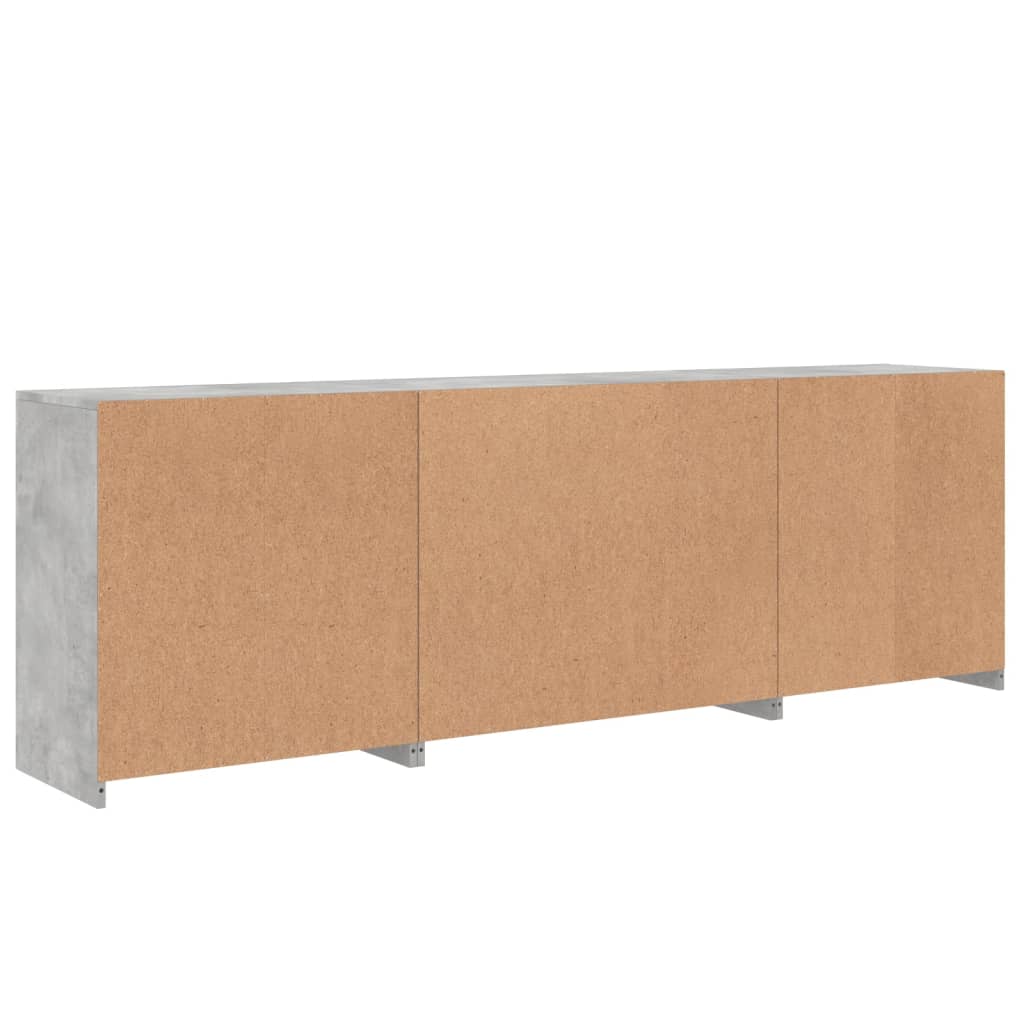 Dressoir met LED-verlichting 202x37x67 cm betongrijs - AllerleiShop