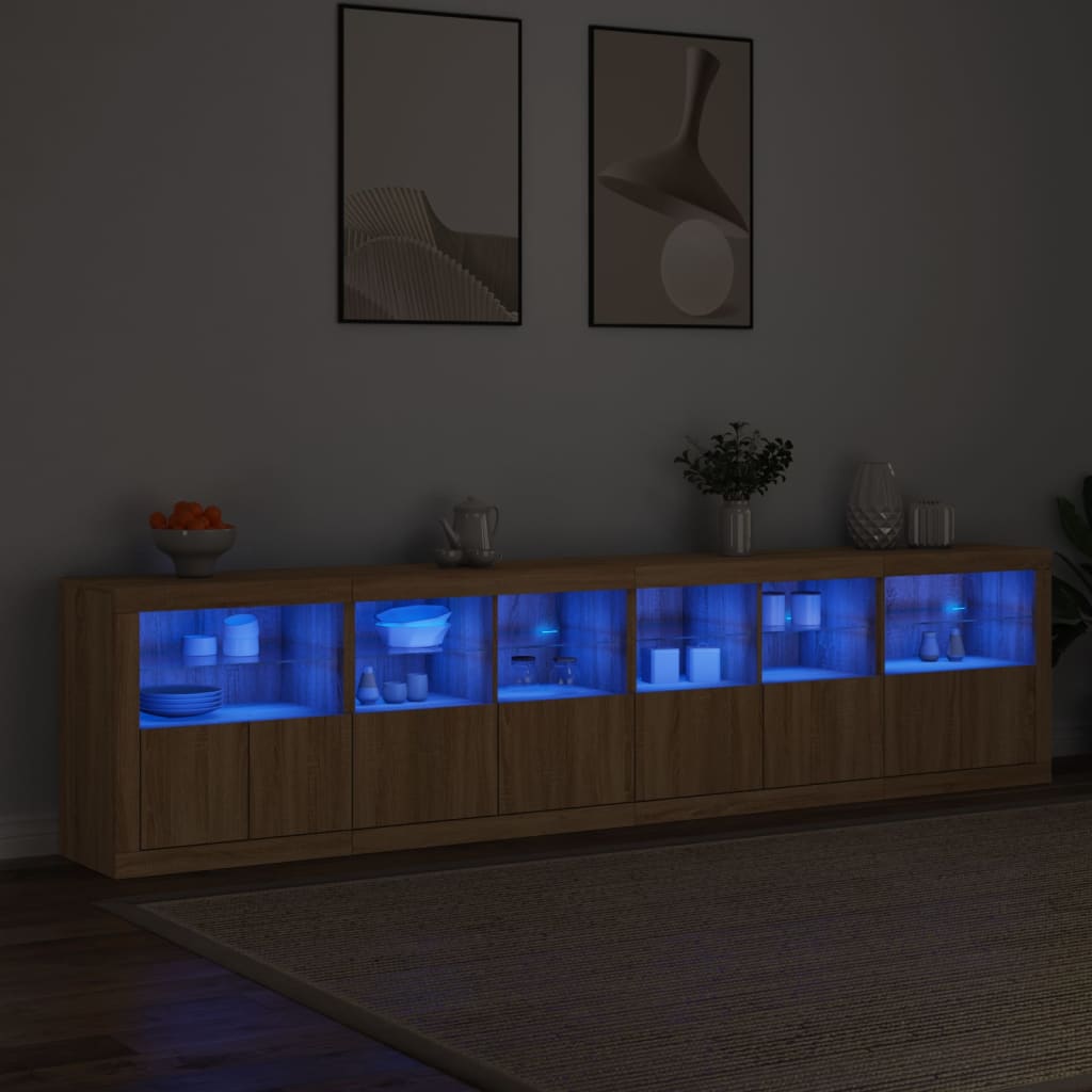 Dressoir met LED-verlichting 283x37x67 cm sonoma eikenkleurig - AllerleiShop