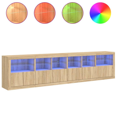 Dressoir met LED-verlichting 283x37x67 cm sonoma eikenkleurig - AllerleiShop