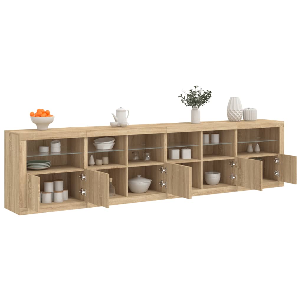 Dressoir met LED-verlichting 283x37x67 cm sonoma eikenkleurig - AllerleiShop