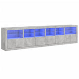 Dressoir met LED-verlichting 283x37x67 cm betongrijs - AllerleiShop