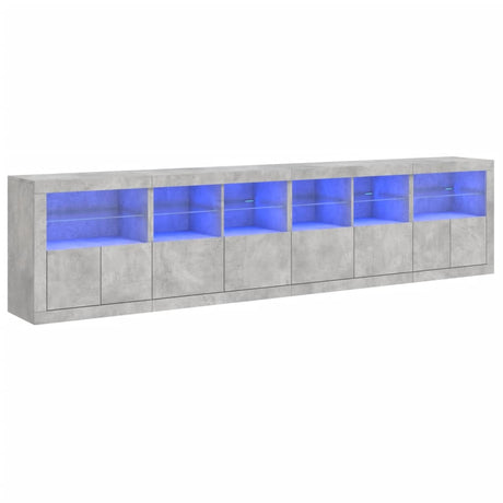 Dressoir met LED-verlichting 283x37x67 cm betongrijs - AllerleiShop