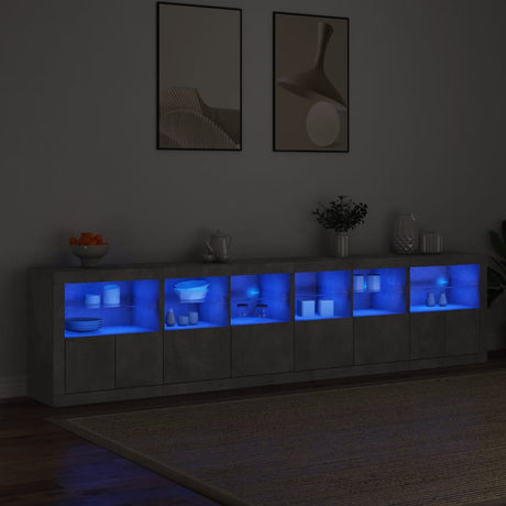 Dressoir met LED-verlichting 283x37x67 cm betongrijs - AllerleiShop