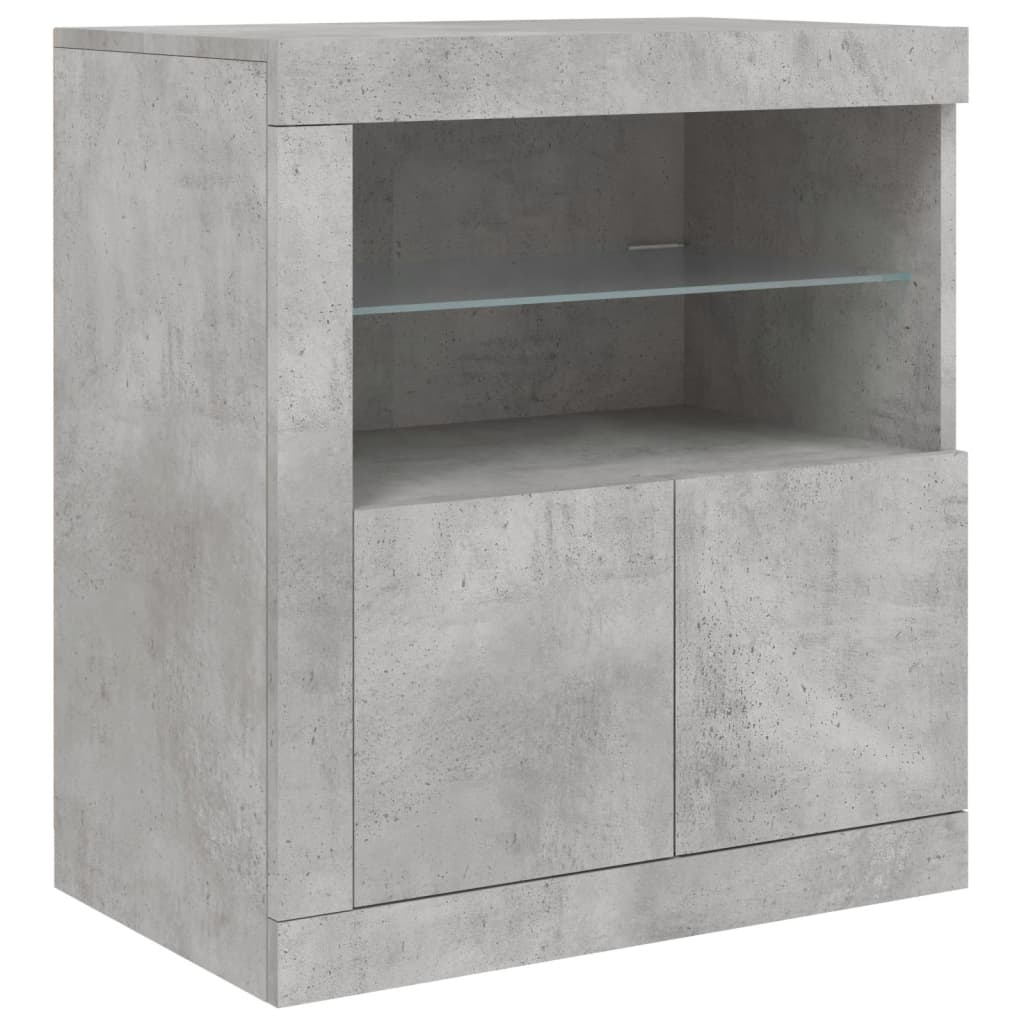 Dressoir met LED-verlichting 283x37x67 cm betongrijs - AllerleiShop