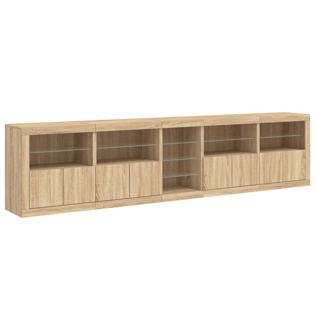 Dressoir met LED-verlichting 283x37x67 cm sonoma eikenkleurig - AllerleiShop