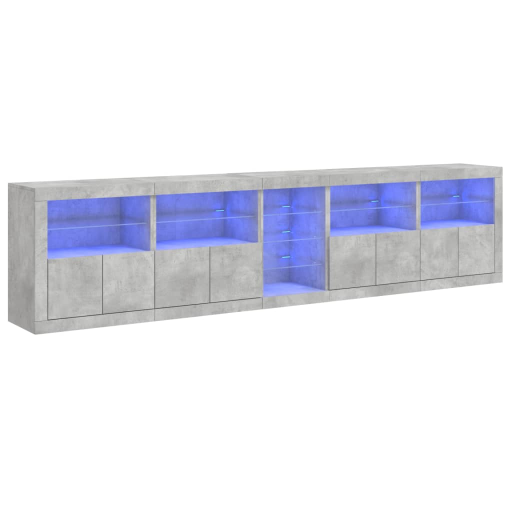 Dressoir met LED-verlichting 283x37x67 cm betongrijs - AllerleiShop