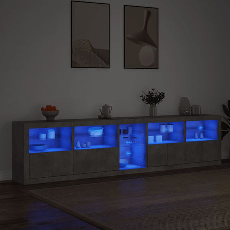 Dressoir met LED-verlichting 283x37x67 cm betongrijs - AllerleiShop