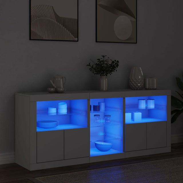 Dressoir met LED-verlichting 162x37x67 cm wit - AllerleiShop