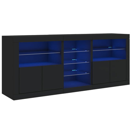 Dressoir met LED-verlichting 162x37x67 cm zwart - AllerleiShop