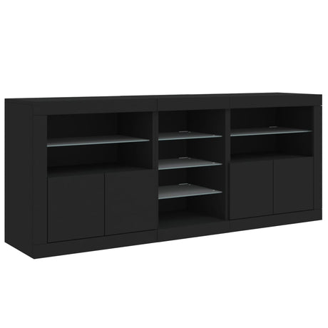 Dressoir met LED-verlichting 162x37x67 cm zwart - AllerleiShop