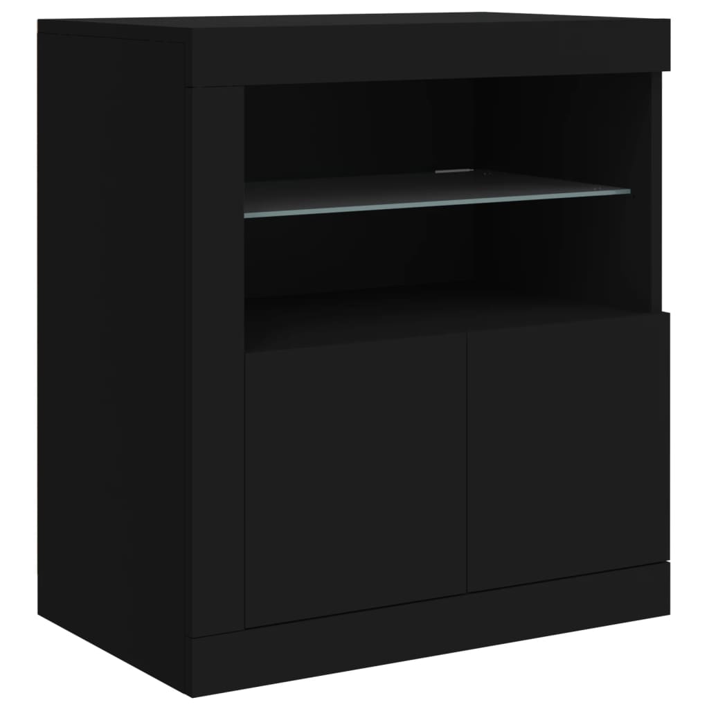 Dressoir met LED-verlichting 162x37x67 cm zwart - AllerleiShop