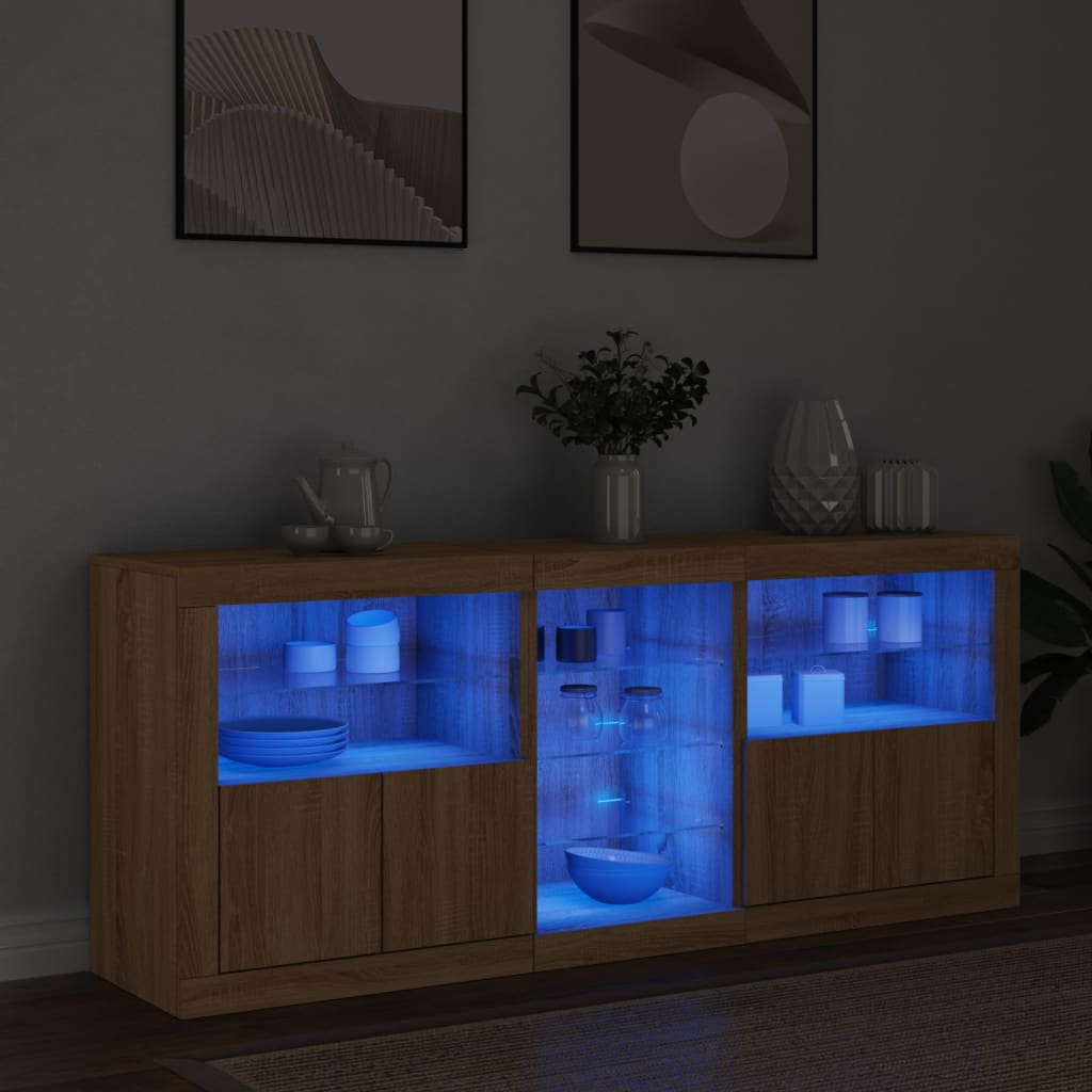 Dressoir met LED-verlichting 162x37x67 cm sonoma eikenkleurig - AllerleiShop