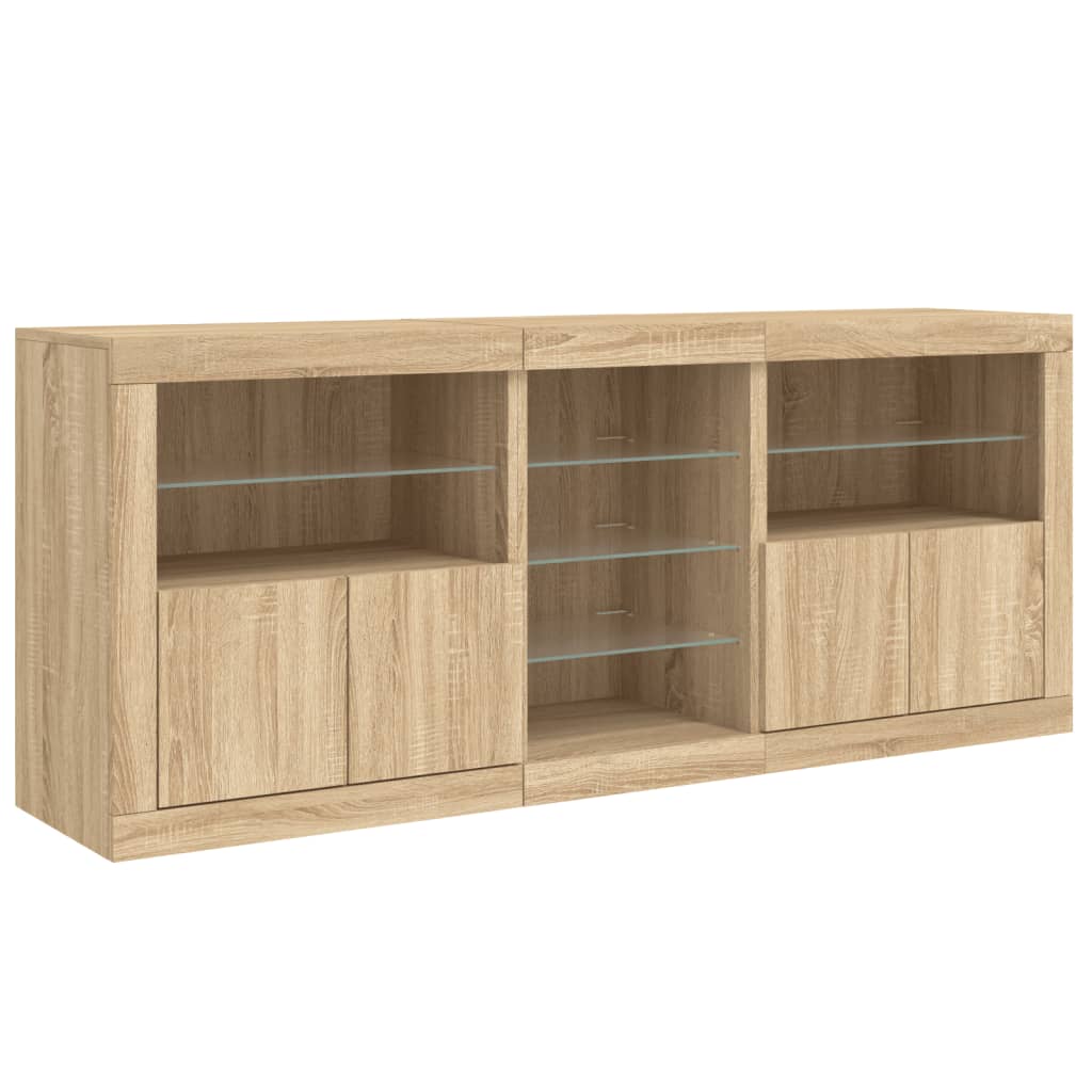 Dressoir met LED-verlichting 162x37x67 cm sonoma eikenkleurig - AllerleiShop