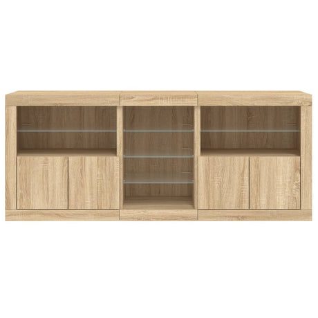 Dressoir met LED-verlichting 162x37x67 cm sonoma eikenkleurig - AllerleiShop