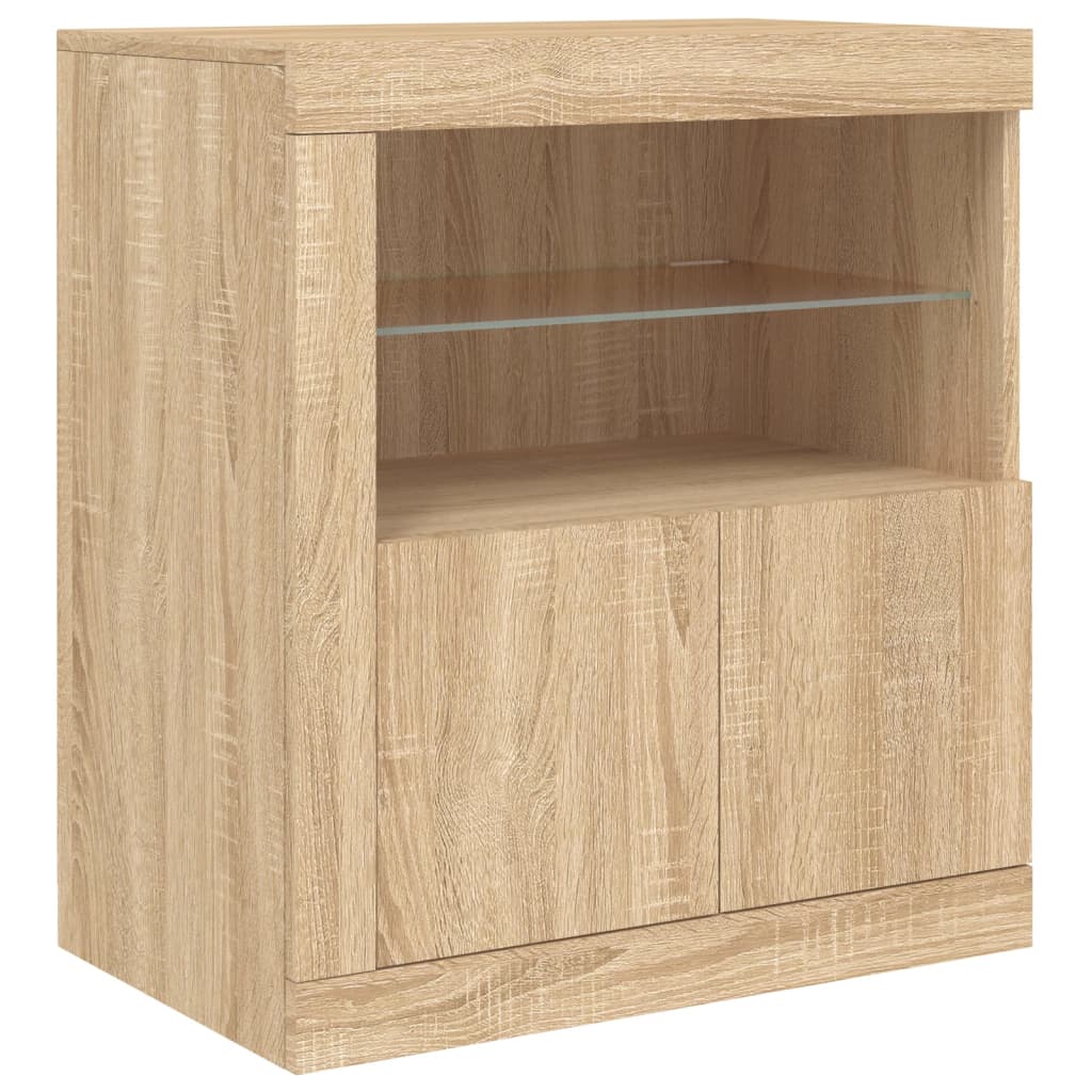 Dressoir met LED-verlichting 162x37x67 cm sonoma eikenkleurig - AllerleiShop