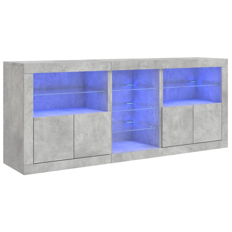 Dressoir met LED-verlichting 162x37x67 cm betongrijs - AllerleiShop