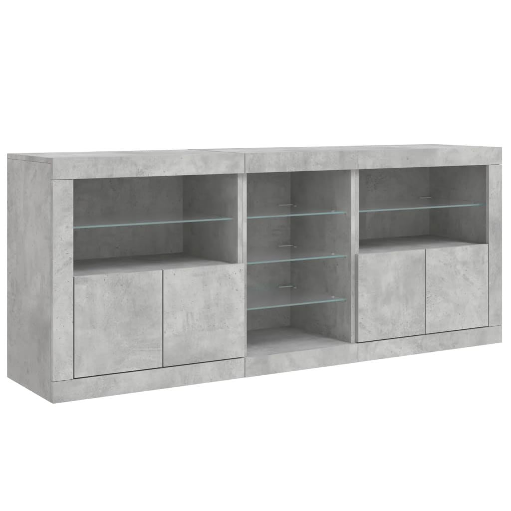 Dressoir met LED-verlichting 162x37x67 cm betongrijs - AllerleiShop