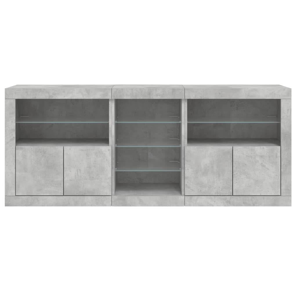 Dressoir met LED-verlichting 162x37x67 cm betongrijs - AllerleiShop