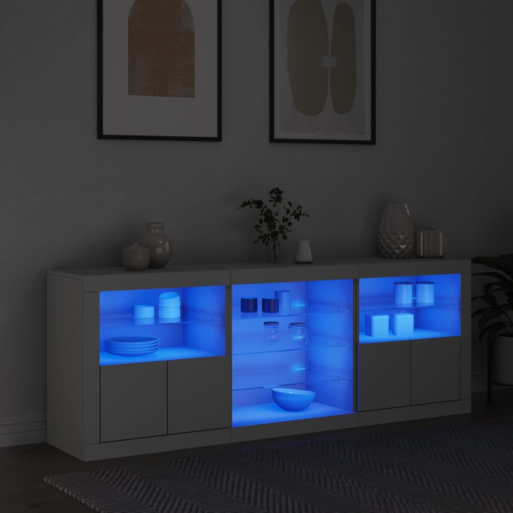 Dressoir met LED-verlichting 181,5x37x67 cm wit - AllerleiShop