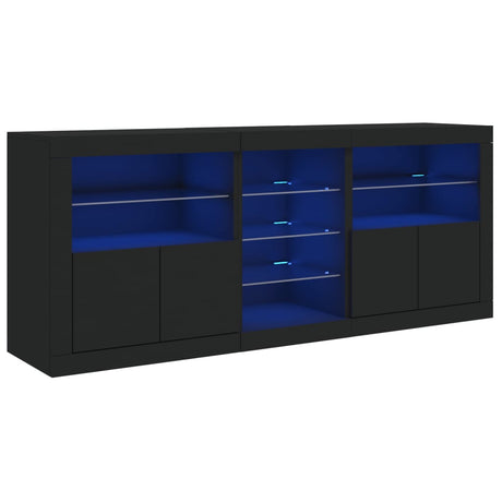 Dressoir met LED-verlichting 181,5x37x67 cm zwart - AllerleiShop