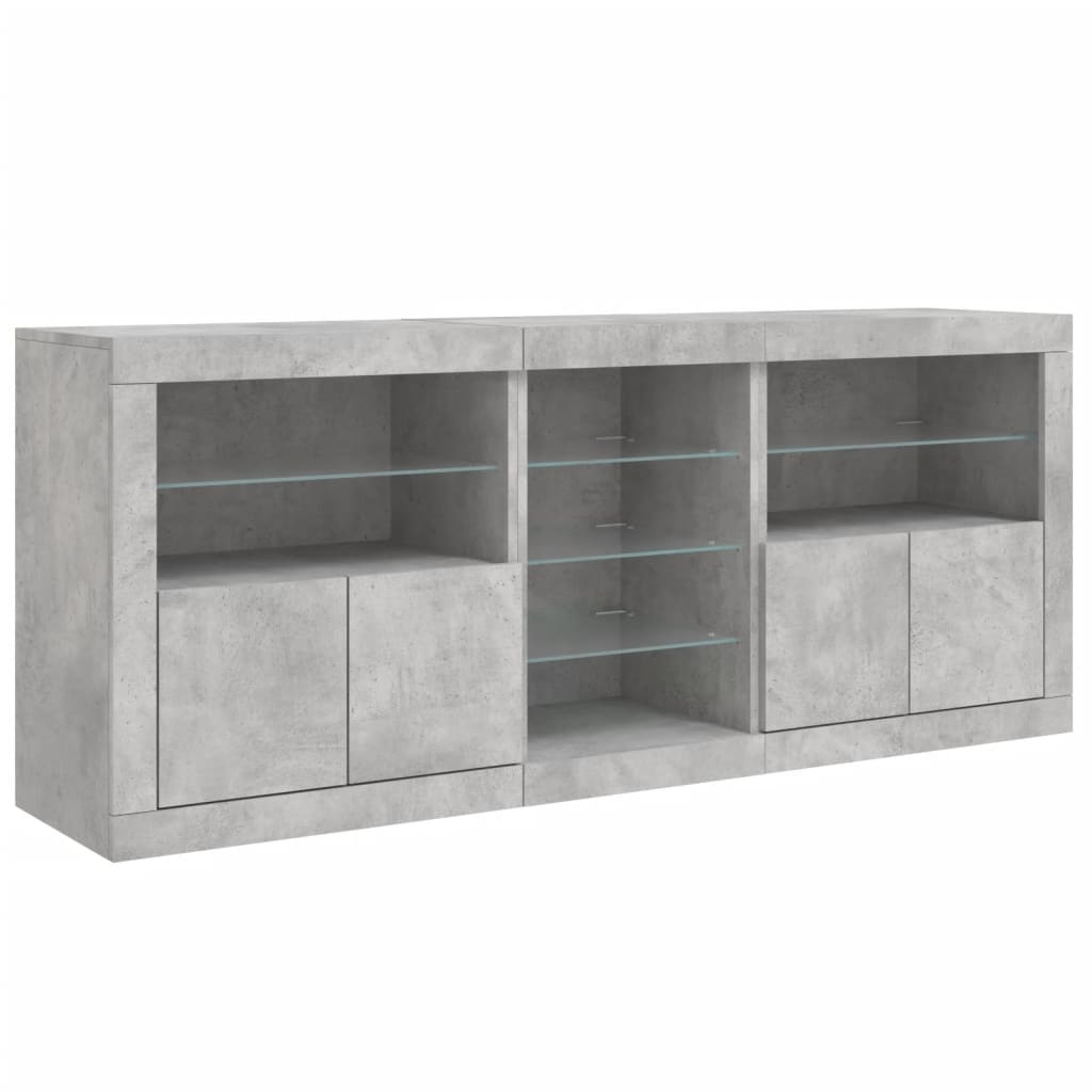 Dressoir met LED-verlichting 181,5x37x67 cm betongrijs - AllerleiShop