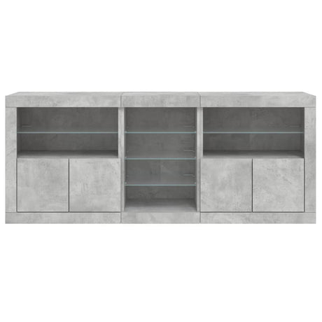 Dressoir met LED-verlichting 181,5x37x67 cm betongrijs - AllerleiShop