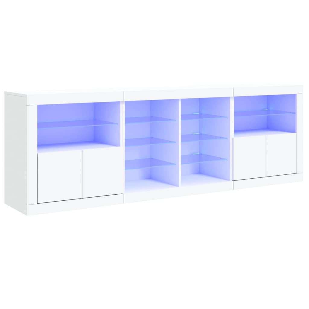 Dressoir met LED-verlichting 202x37x67 cm wit - AllerleiShop