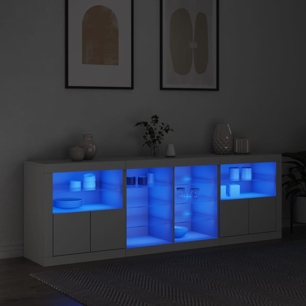 Dressoir met LED-verlichting 202x37x67 cm wit - AllerleiShop