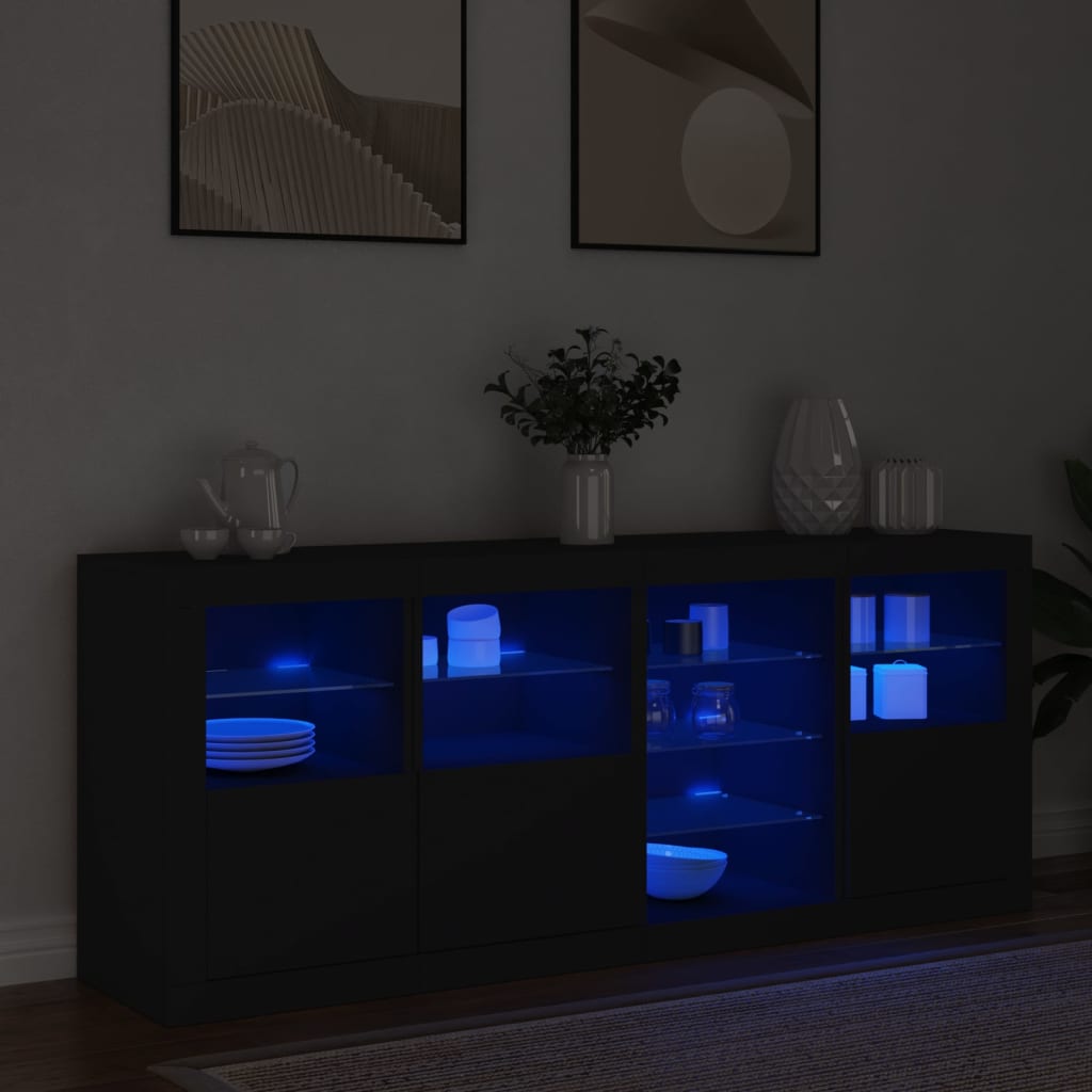 Dressoir met LED-verlichting 164x37x67 cm zwart - AllerleiShop