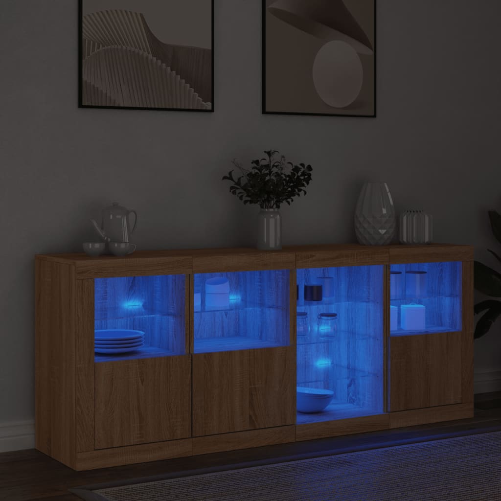 Dressoir met LED-verlichting 164x37x67 cm sonoma eikenkleurig - AllerleiShop