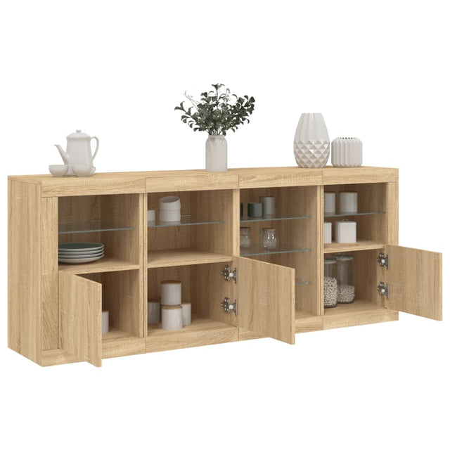 Dressoir met LED-verlichting 164x37x67 cm sonoma eikenkleurig - AllerleiShop