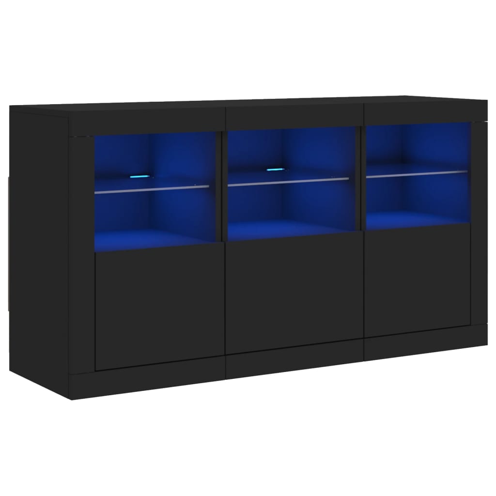 Dressoir met LED-verlichting 123x37x67 cm zwart - AllerleiShop