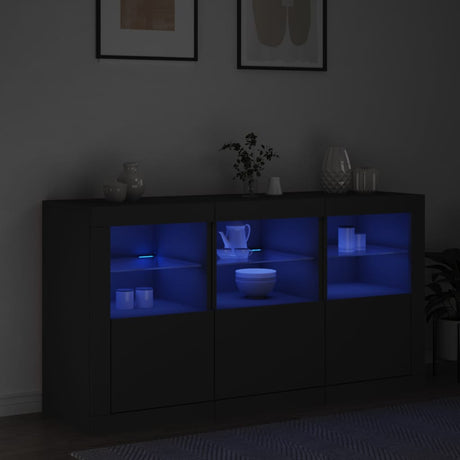 Dressoir met LED-verlichting 123x37x67 cm zwart - AllerleiShop