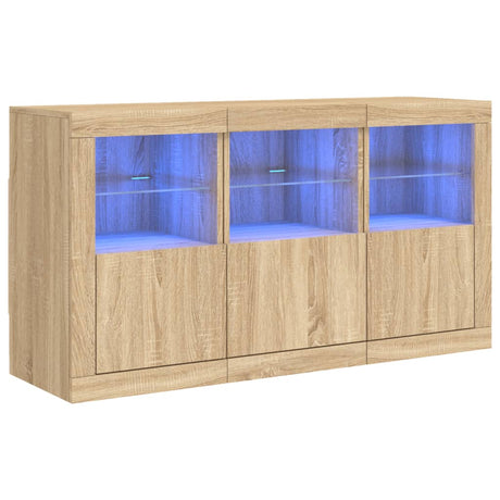 Dressoir met LED-verlichting 123x37x67 cm sonoma eikenkleurig - AllerleiShop