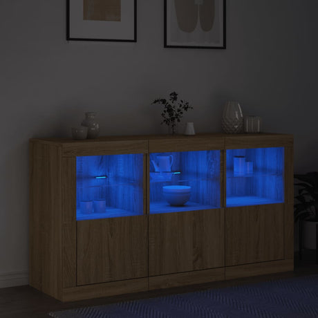 Dressoir met LED-verlichting 123x37x67 cm sonoma eikenkleurig - AllerleiShop