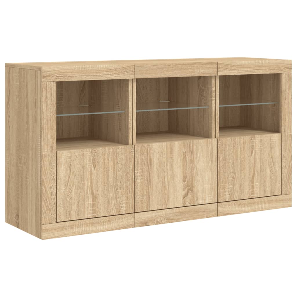 Dressoir met LED-verlichting 123x37x67 cm sonoma eikenkleurig - AllerleiShop