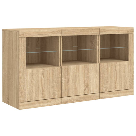 Dressoir met LED-verlichting 123x37x67 cm sonoma eikenkleurig - AllerleiShop