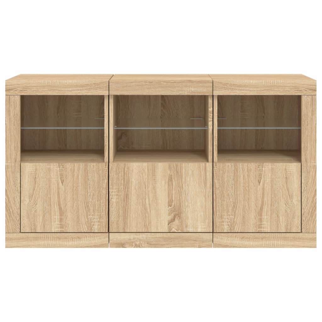 Dressoir met LED-verlichting 123x37x67 cm sonoma eikenkleurig - AllerleiShop