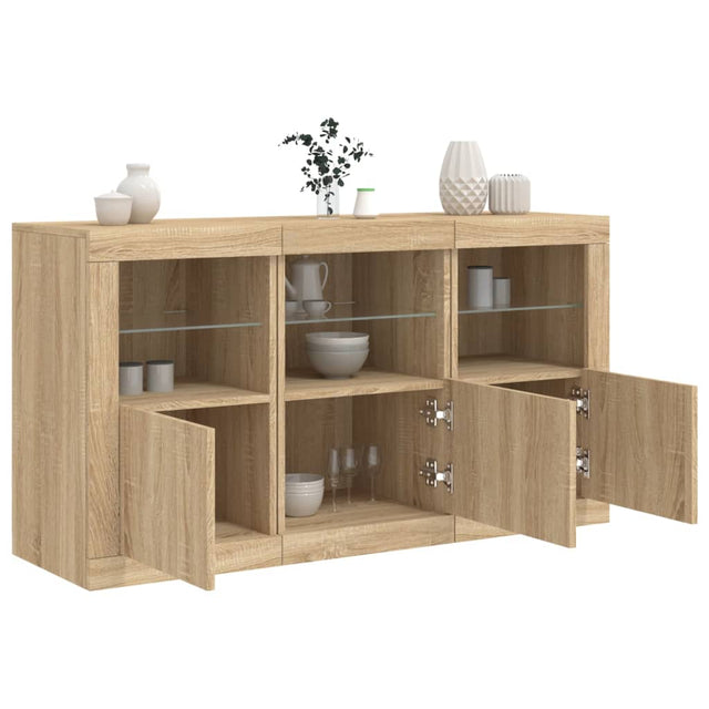 Dressoir met LED-verlichting 123x37x67 cm sonoma eikenkleurig - AllerleiShop