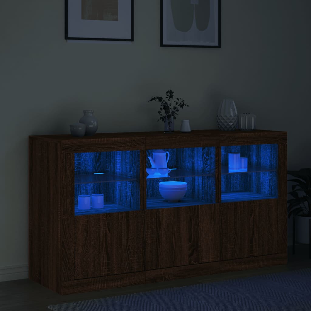 Dressoir met LED-verlichting 123x37x67 cm bruin eikenkleur - AllerleiShop